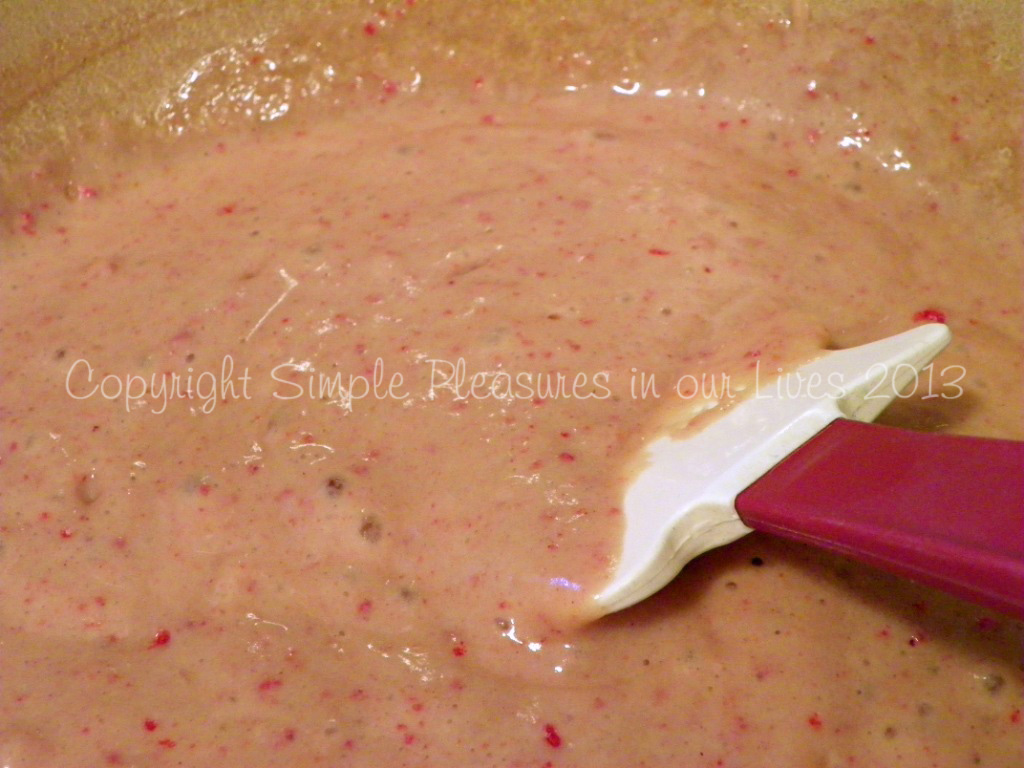 The batter was still a little pinkish before the addition of egg whites.