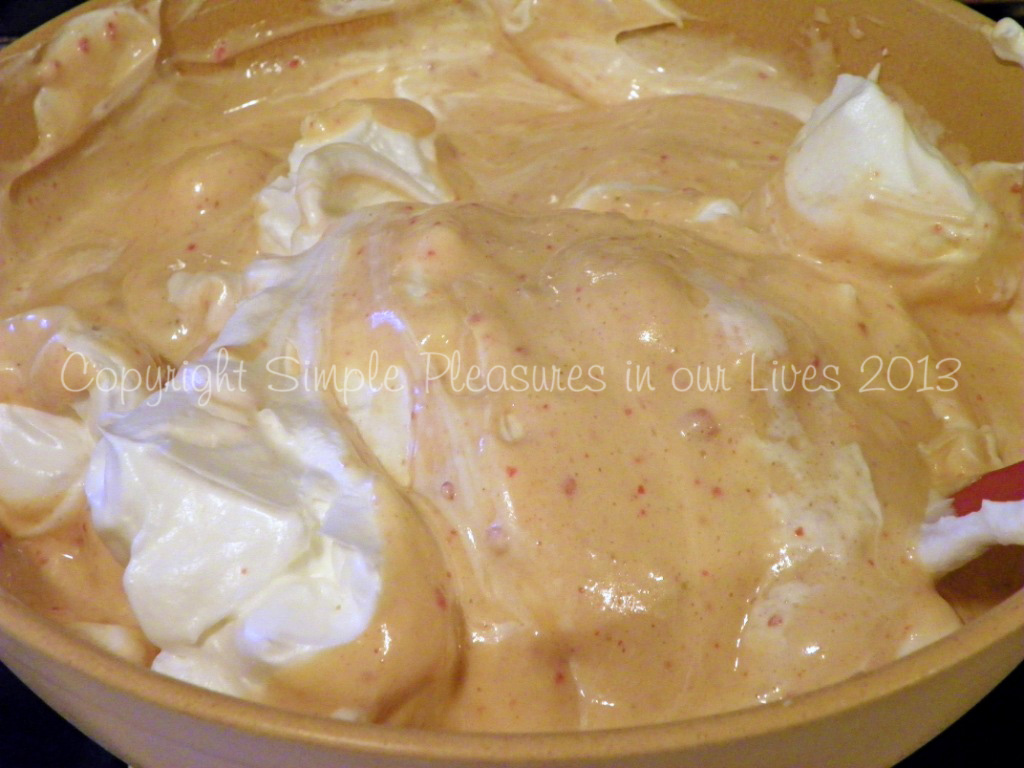Lighten the batter and then, fold in the rest of the egg whites gently.