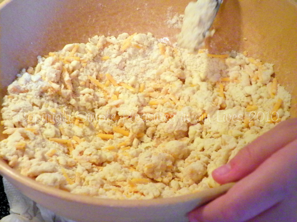 Moisten dry ingredients with ice water