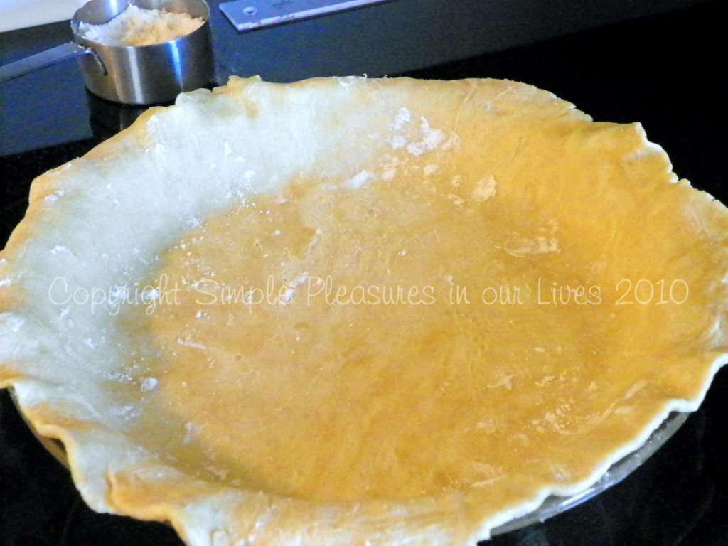 Ease dough into pie plate gently