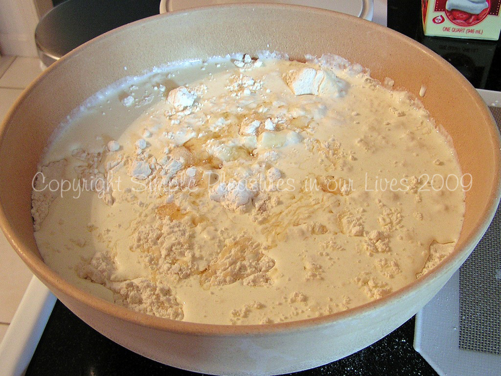 Add heavy cream and honey