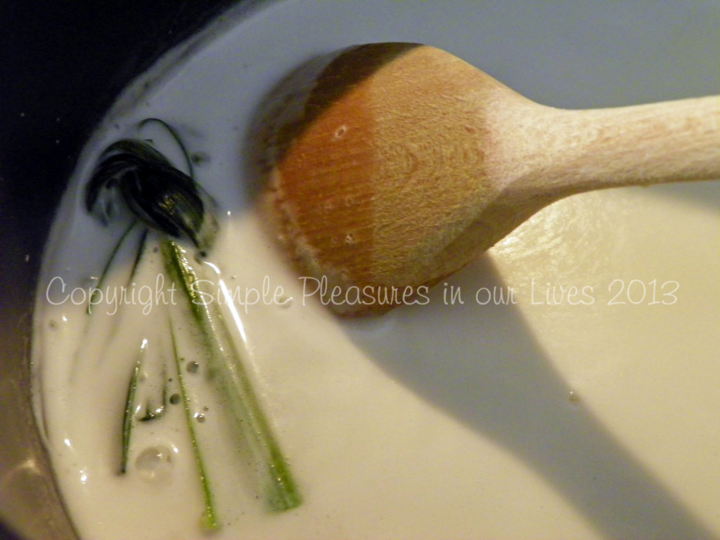 Bring to a boil and stir in coconut milk and a pinch of salt