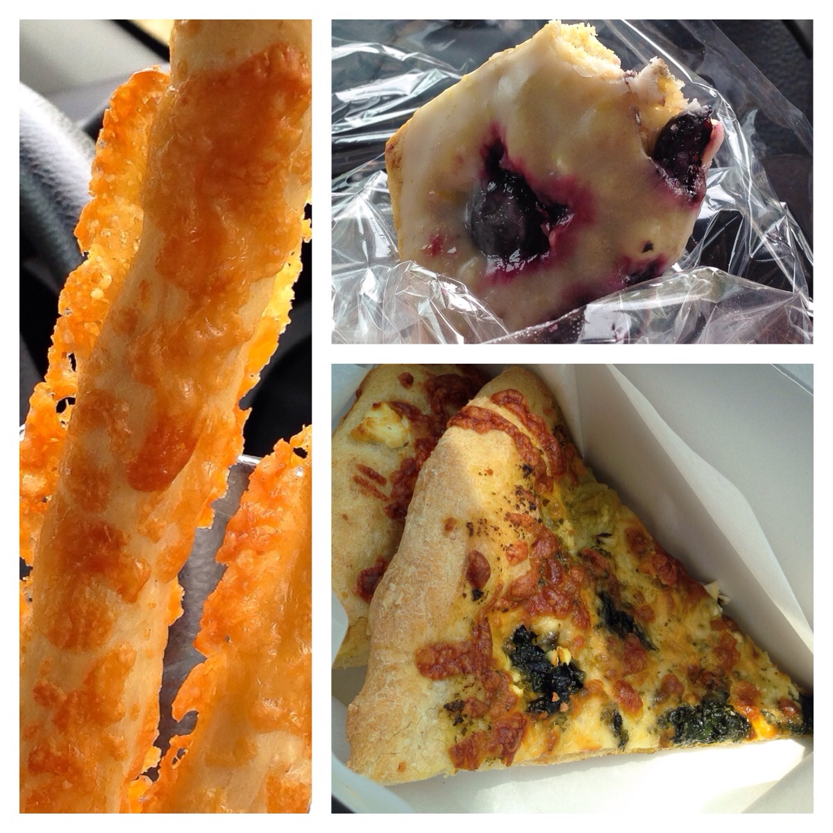 Cheese sticks - yum! Scone - yum! Pizza - super yum!